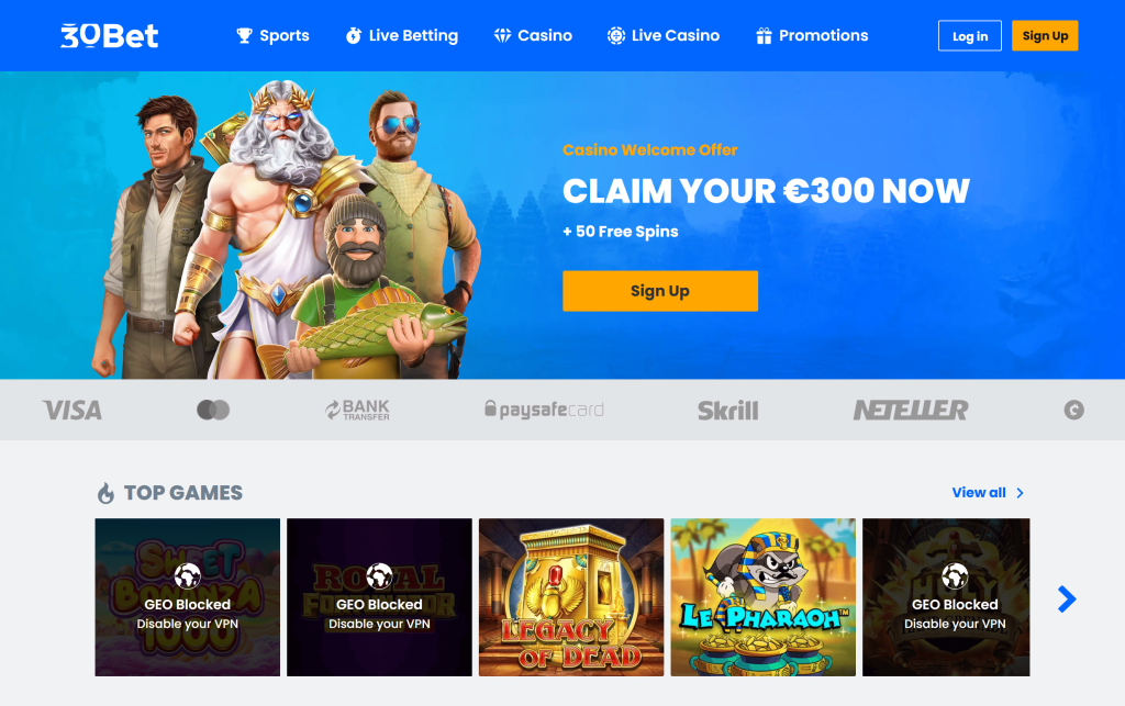30bet Casino screenshot