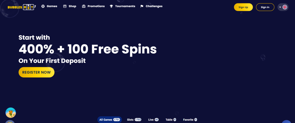 BubblesBet Casino Screenshot
