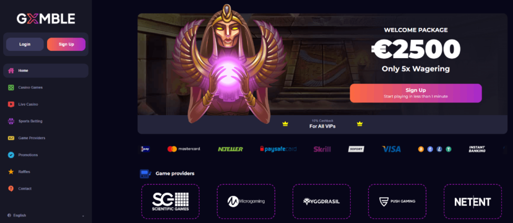Gxmble Casino Screenshot