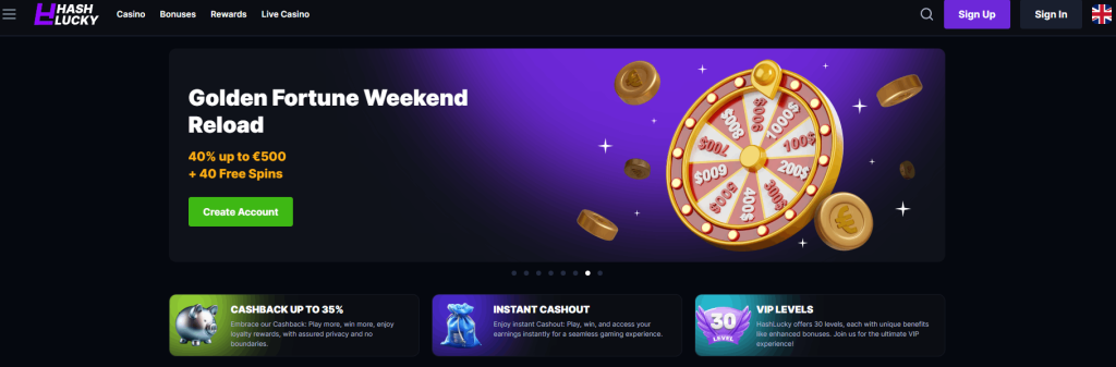 Hashlucky Casino Screenshot