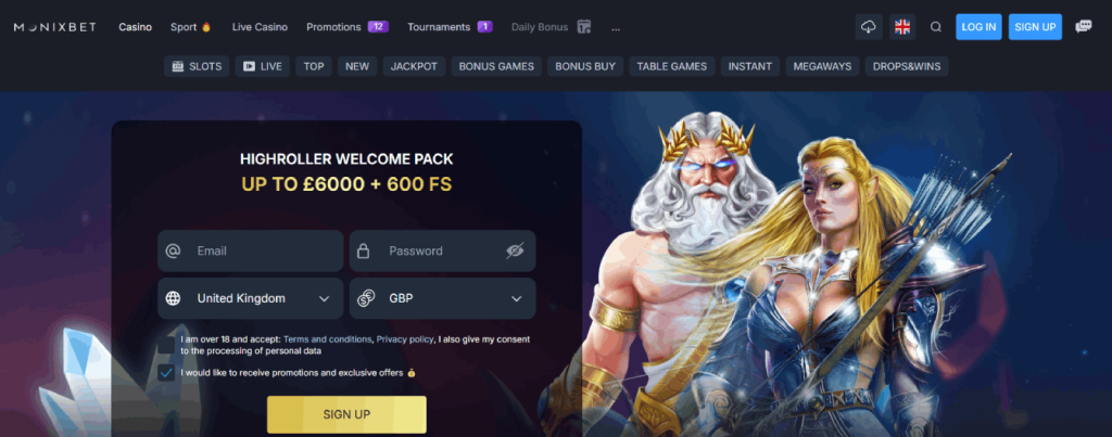 Monixbet Casino Screenshot