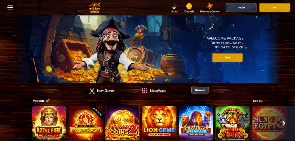 Pirate Spins Casino Screenshot