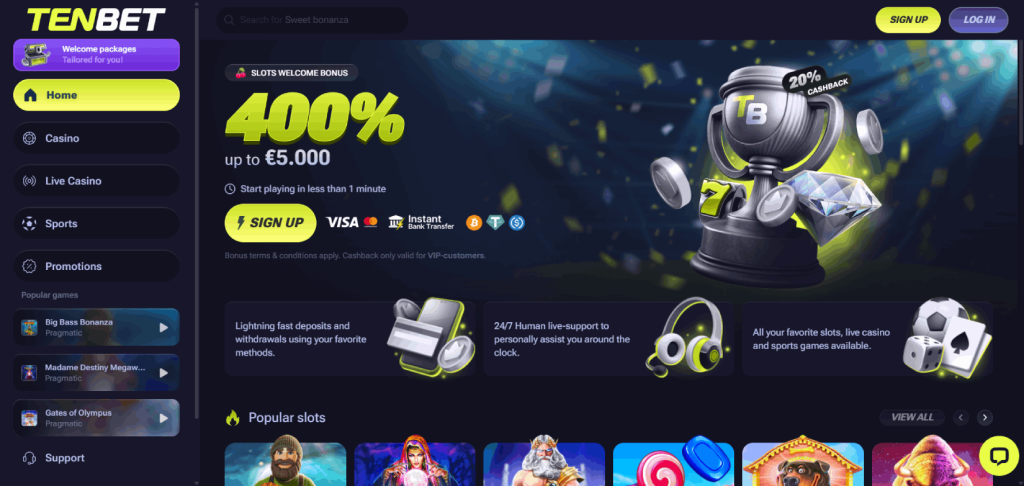 Tenbet Casino Screenshot