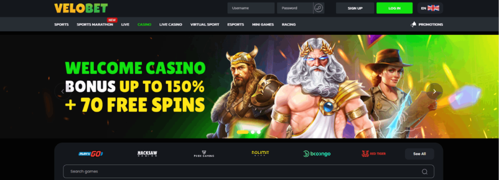 Velobet Casino screenshot